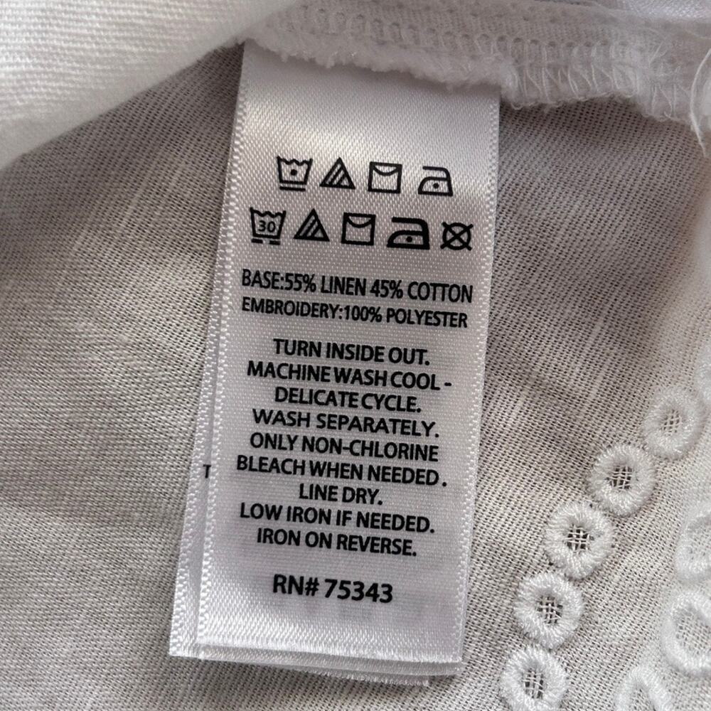 Joie Linen Cotton Eyelet Embroidered Top White Scalloped Prairie French Girl M - Picture 9 of 10